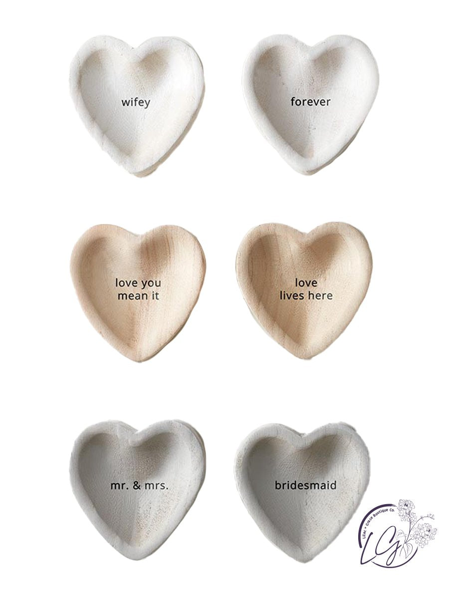 White Paulownia Heart Trinket Tray - Forever