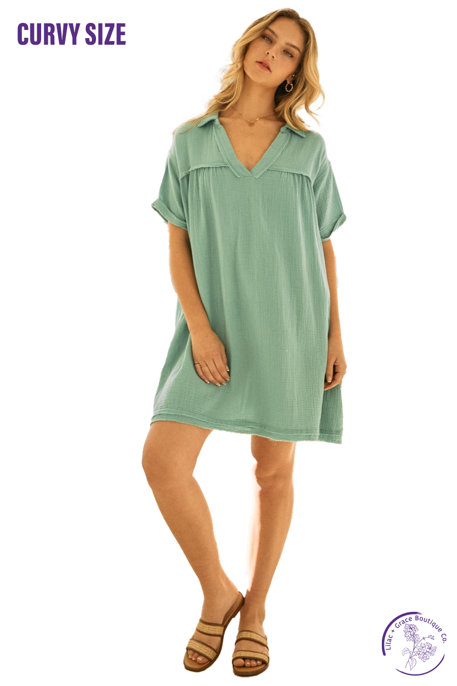 Curvy Basic Summer Solid Mini Dress Curvy Basic Summer Solid Mini Dress