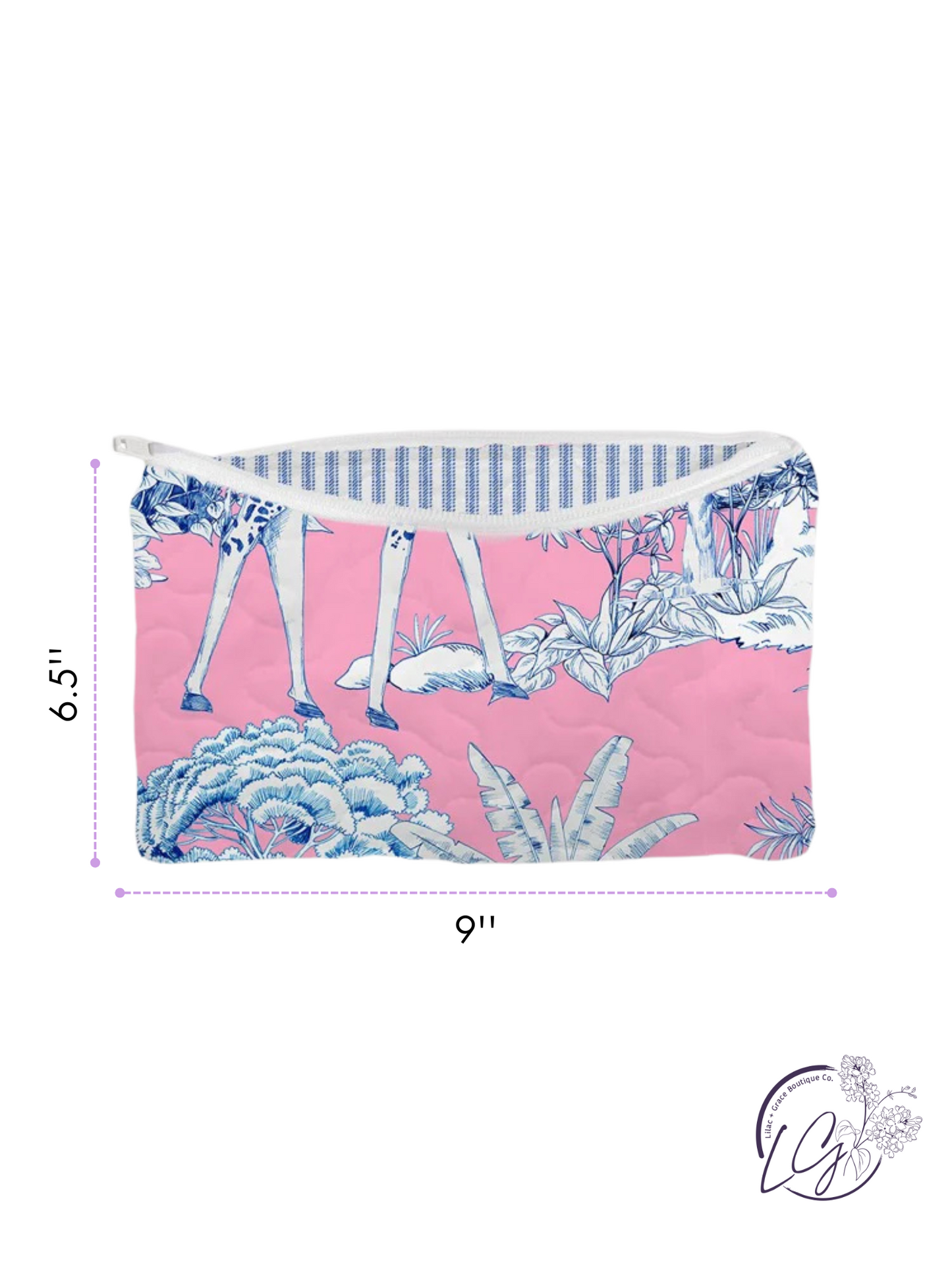 Ozara Jungle Pink Quilted Makeup Bag