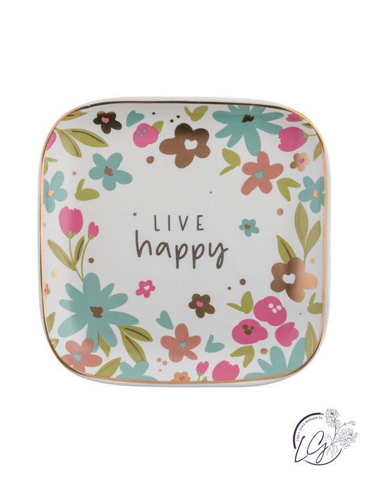 Flora Square Trinket Tray Large Live Happy