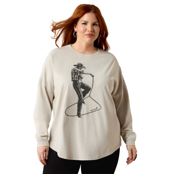 Ariat Cowboy Canvas Oversized Long Sleeve T-Shirt