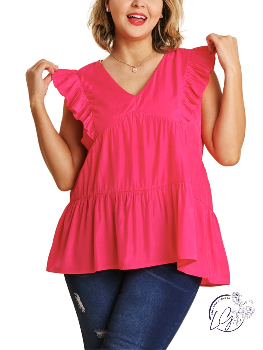 Curvy Flounce and Flow V-Neck Top