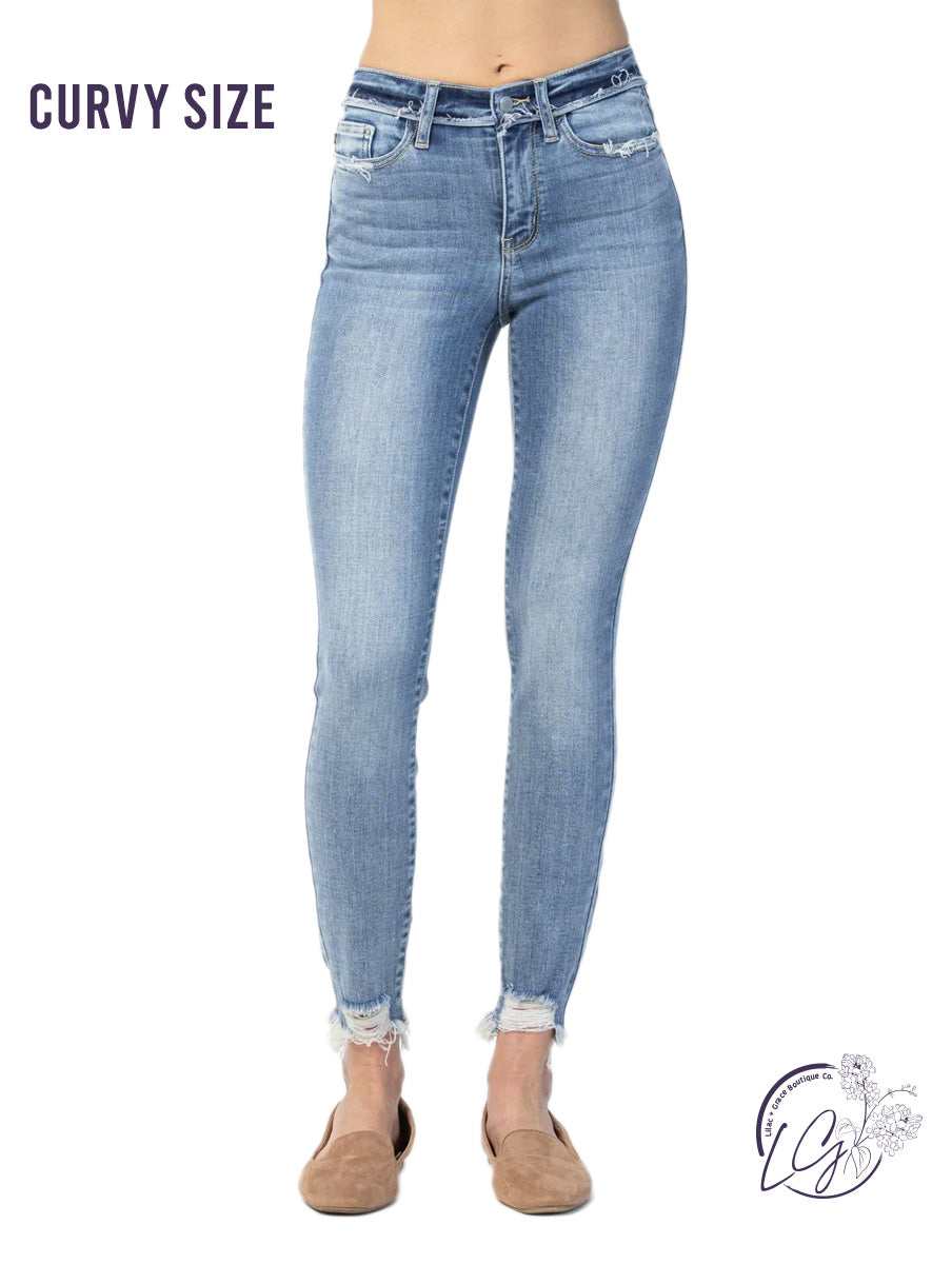 Curvy Zena Mid-Rise Waistband Detail Skinny by Judy Blue