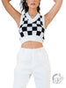 Cropped Checkered Vest Top