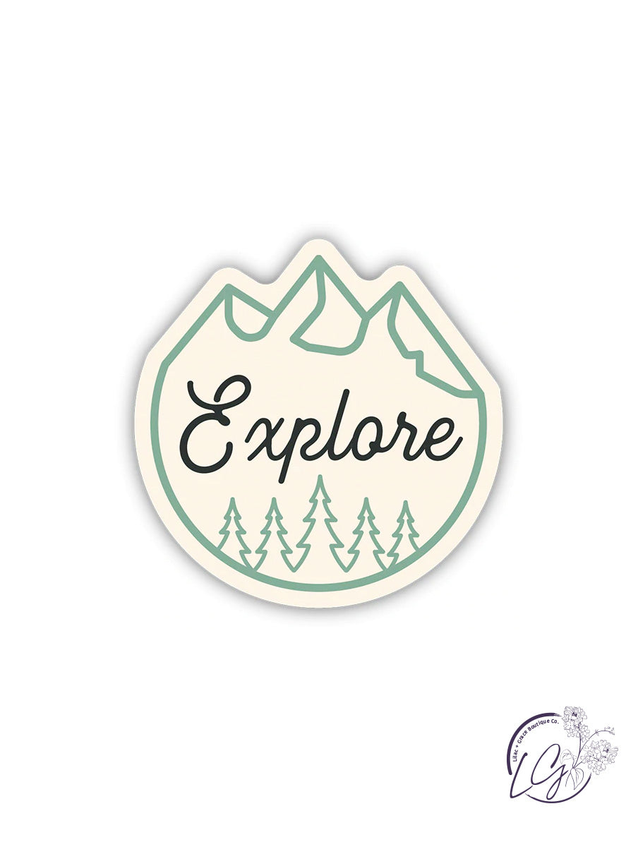 Explore Mountains & Trees Sticker