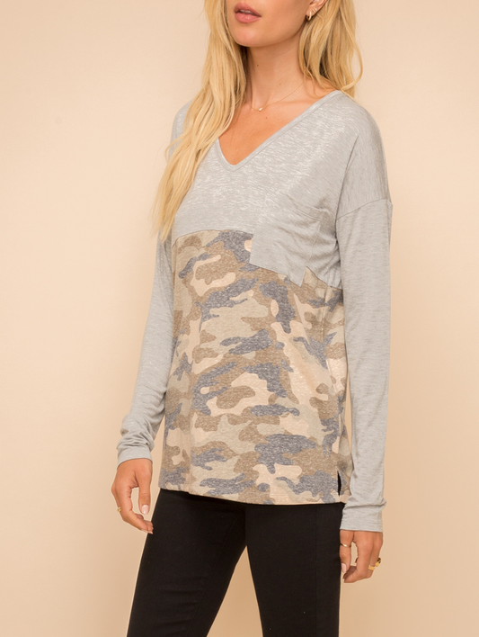 Born For Camo V-Neck Long Sleeve