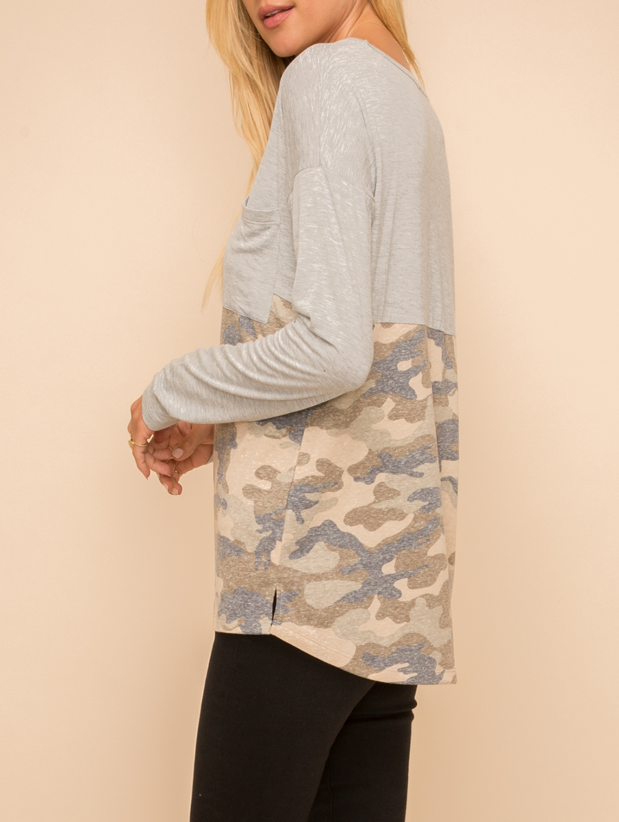 Born For Camo V-Neck Long Sleeve