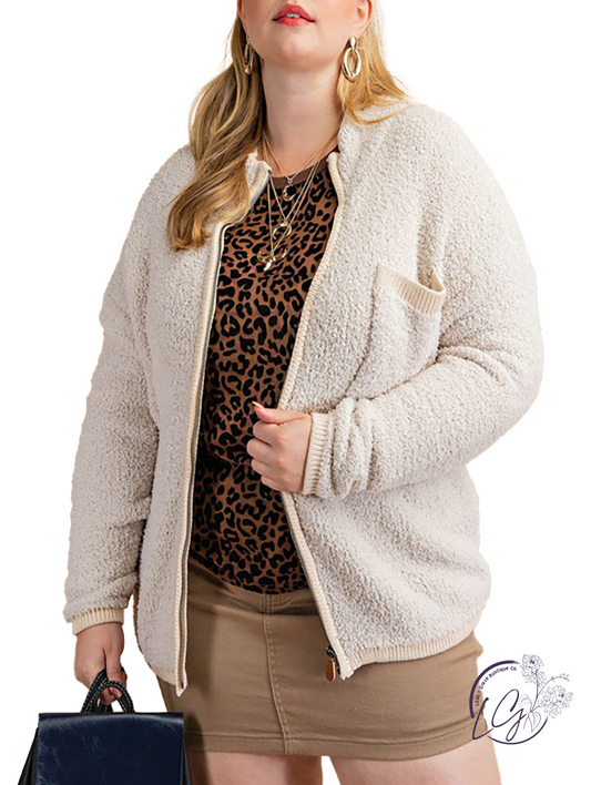 Curvy Setting The Mood Sherpa Zip-Up Jacket