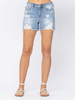 Curvy Camila High-Rise Paint Splash Destroyed Shorts by Judy Blue