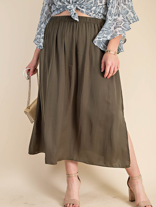 Curvy Not Too Late for Love Midi Skirt