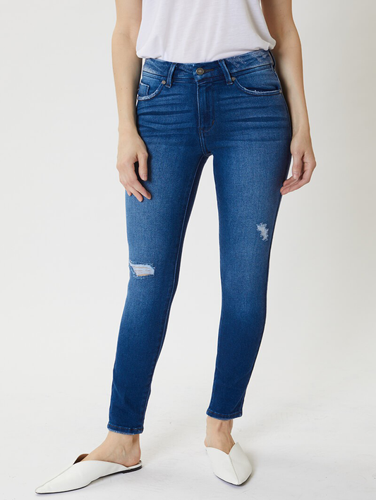 Melissa High-Rise Distressed Ankle Skinny by KanCan