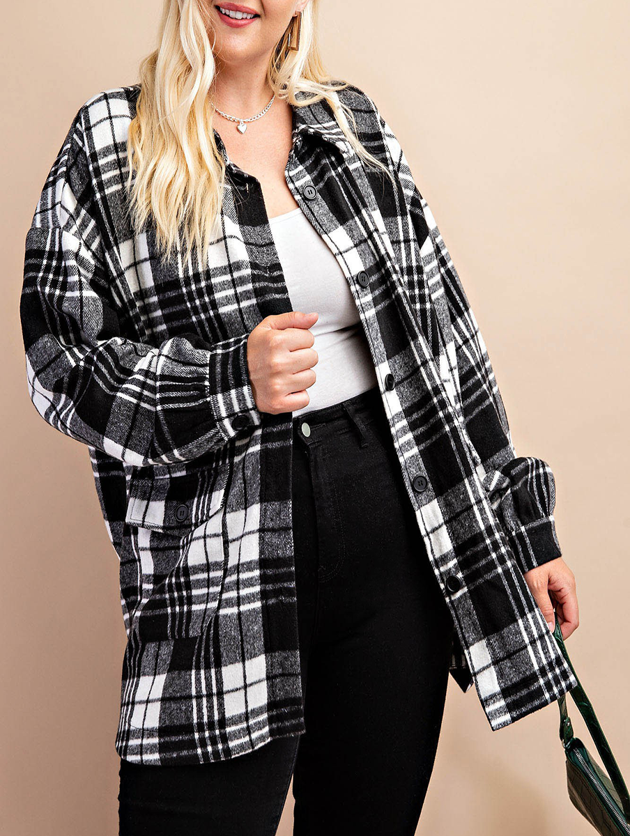 Curvy Fireside Talks Oversized Plaid Shacket