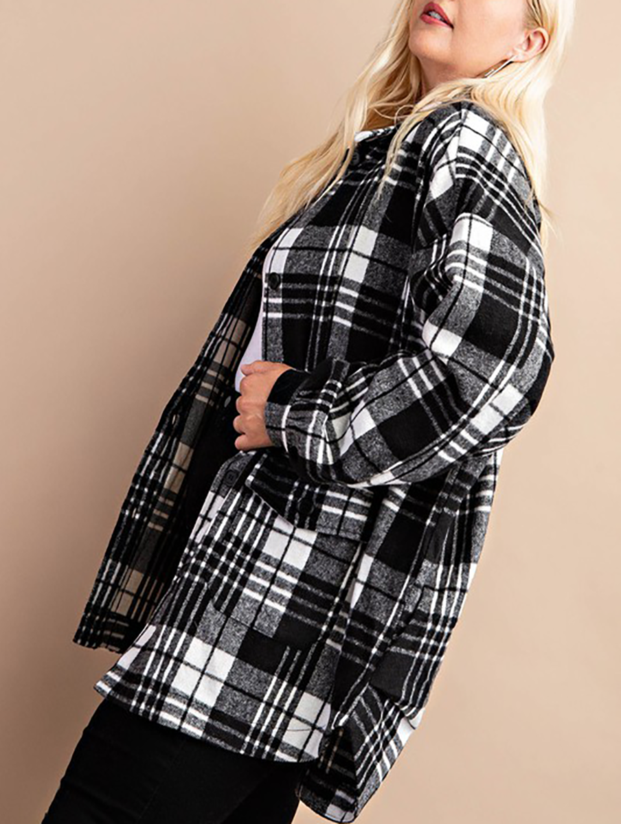 Curvy Fireside Talks Oversized Plaid Shacket