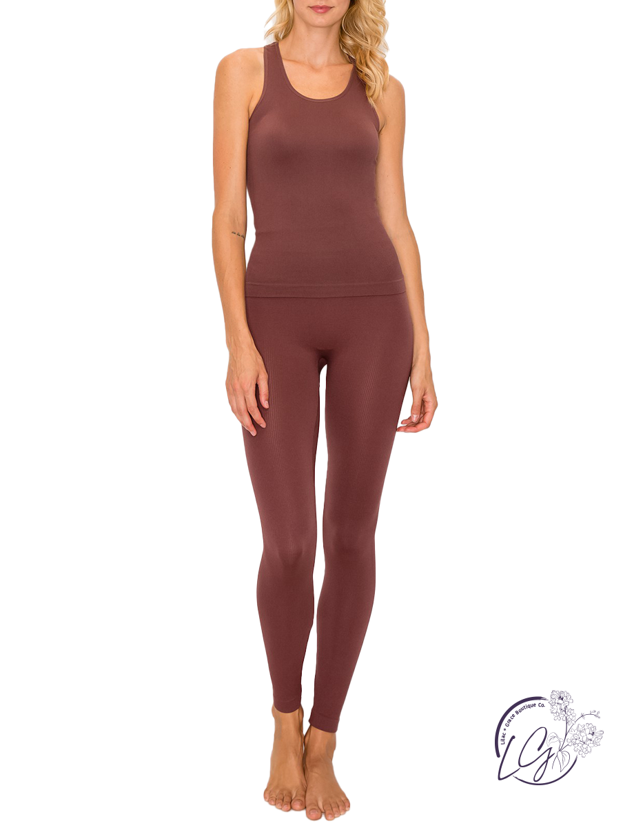 Relaxed Look Ribbed Seamless Leggings