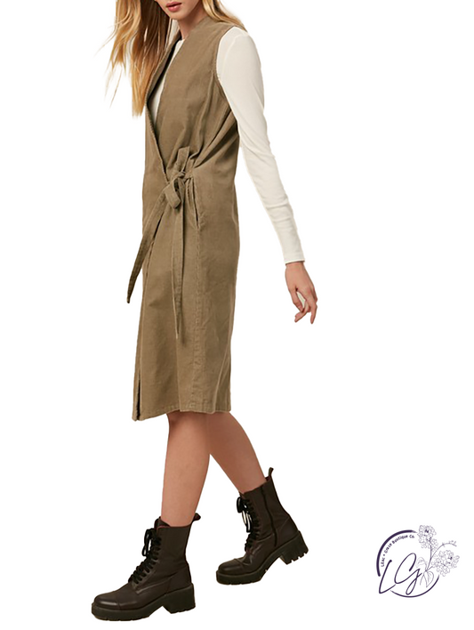 My Best Intentions Corduroy Wrap Vest Dress