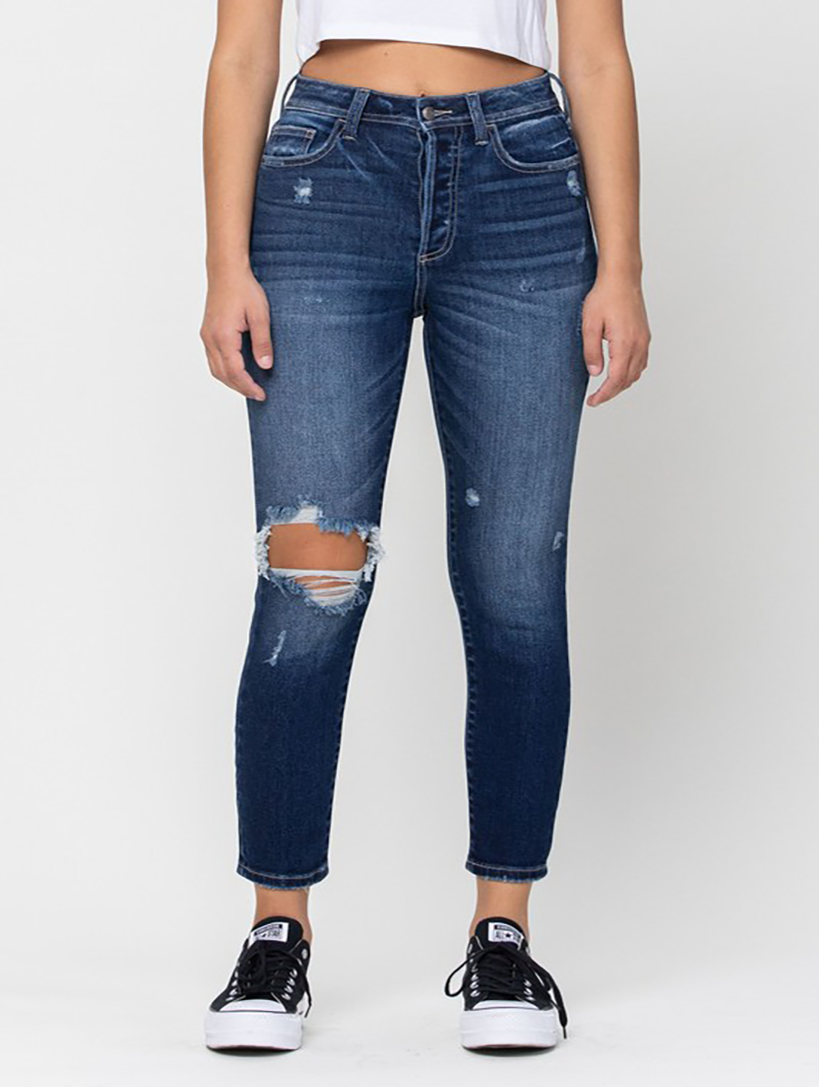 Aria High-Rise Distressed Button Fly Skinny by Cello Jeans