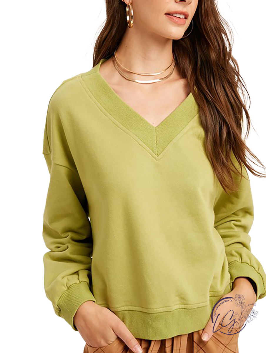 Just Getting By V-Neck Cropped Hoody