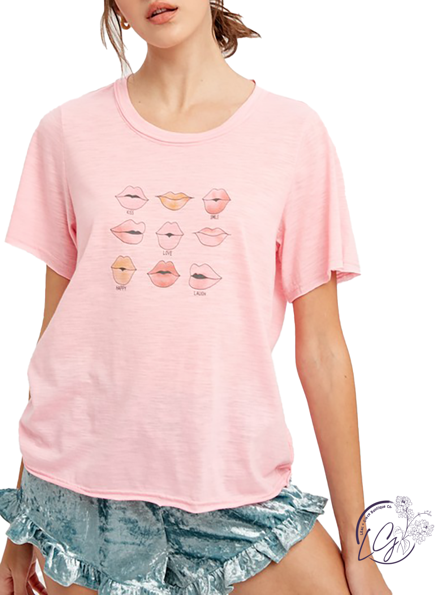 Kiss, Smile, Love, Happy & Laugh Graphic Tee