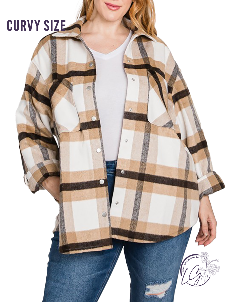 Curvy Check It Off Plaid Shacket