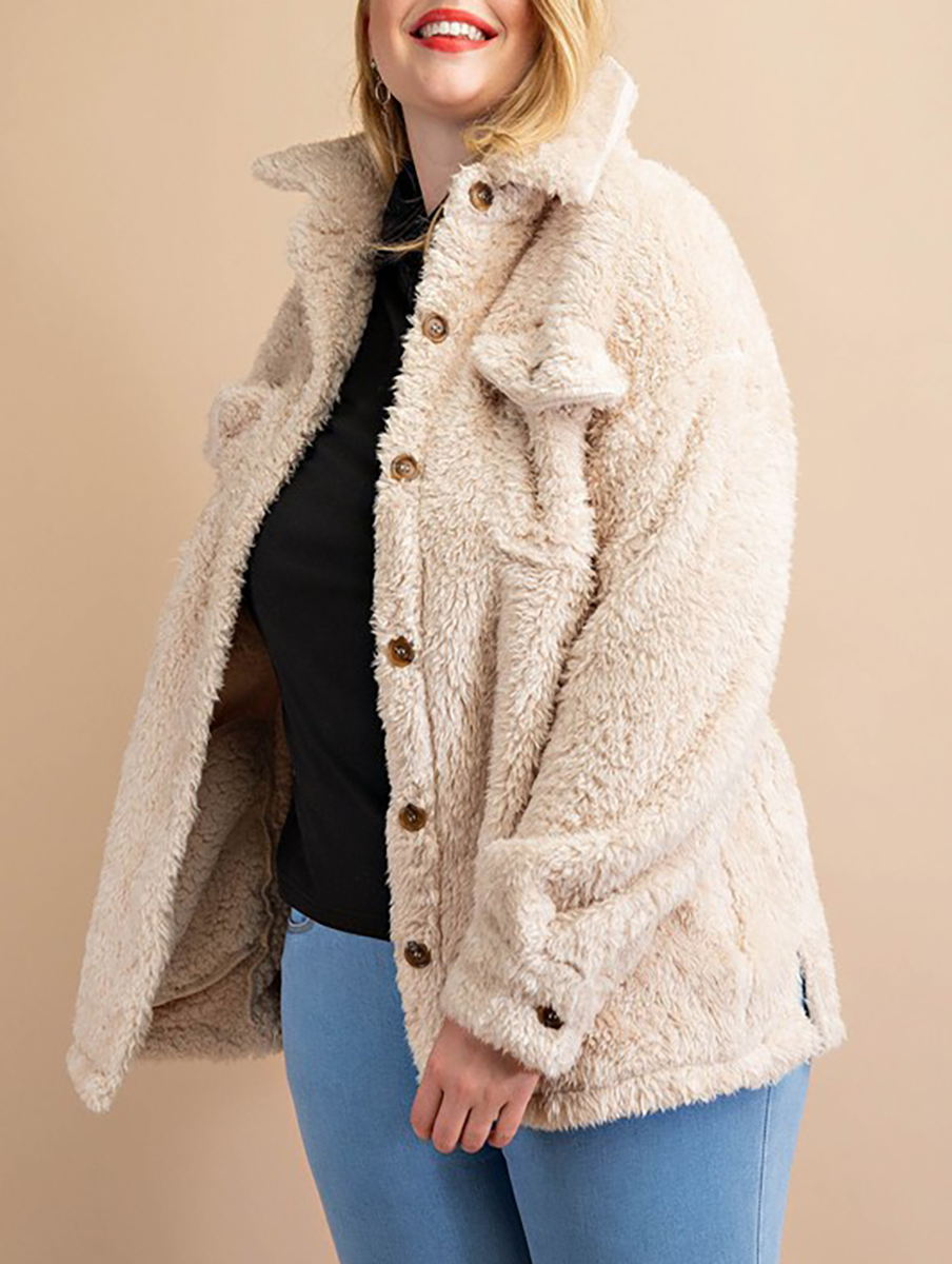 Curvy Get Away Faux Teddy Fur Shacket