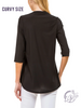 Curvy Wrapped Up V-Neck 3/4 Sleeve Top