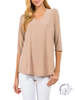 Wrapped Up V-Neck 3/4 Sleeve Top