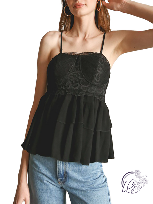 Right On Time Lace Tiered Top