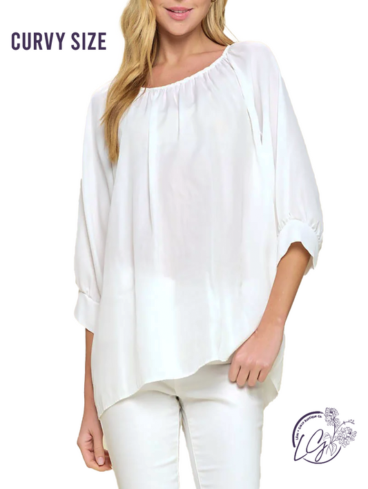 Curvy Easy Breezy Bubble Sleeve Blouse