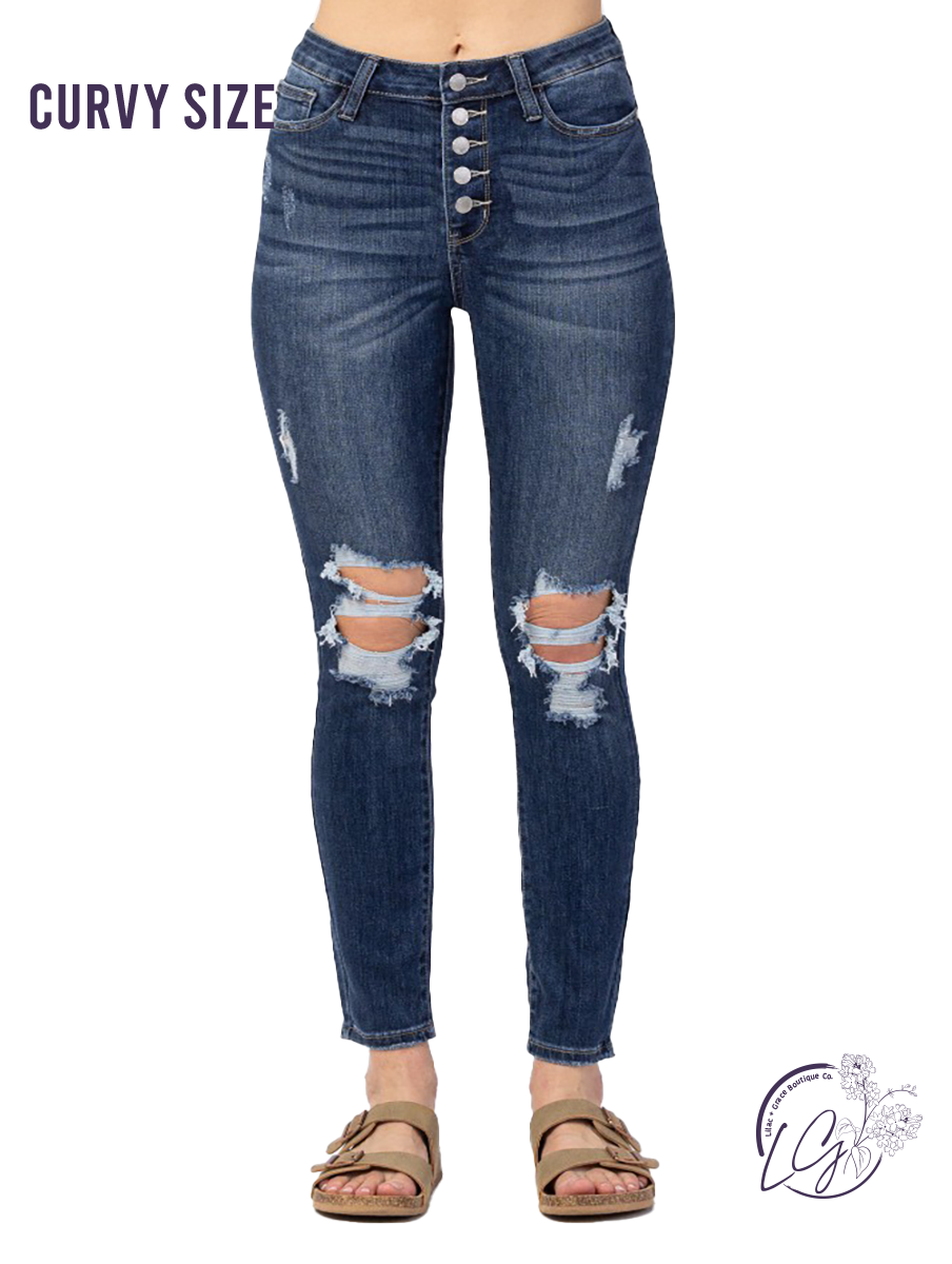 Curvy Macy High-Rise Button Fly Skinny by Judy Blue