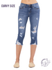 Curvy Sienna Mid-Rise Distressed Capri by Judy Blue