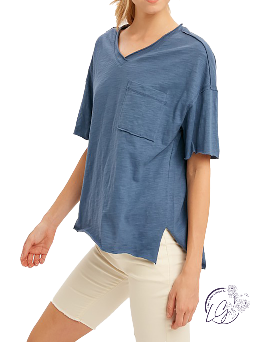 Beyond Basic Patch Pocket V-Neck Tee