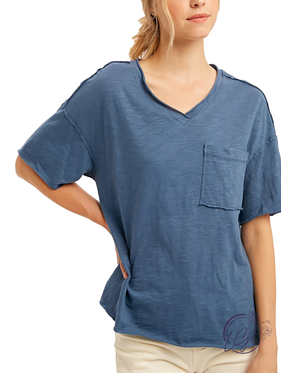 Beyond Basic Patch Pocket V-Neck Tee