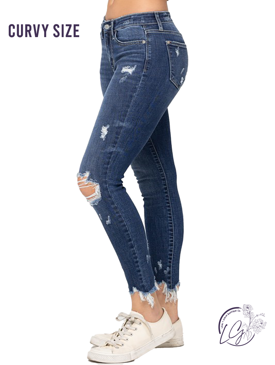 Curvy Rosie Mid-Rise Distressed Skinny by Judy Blue