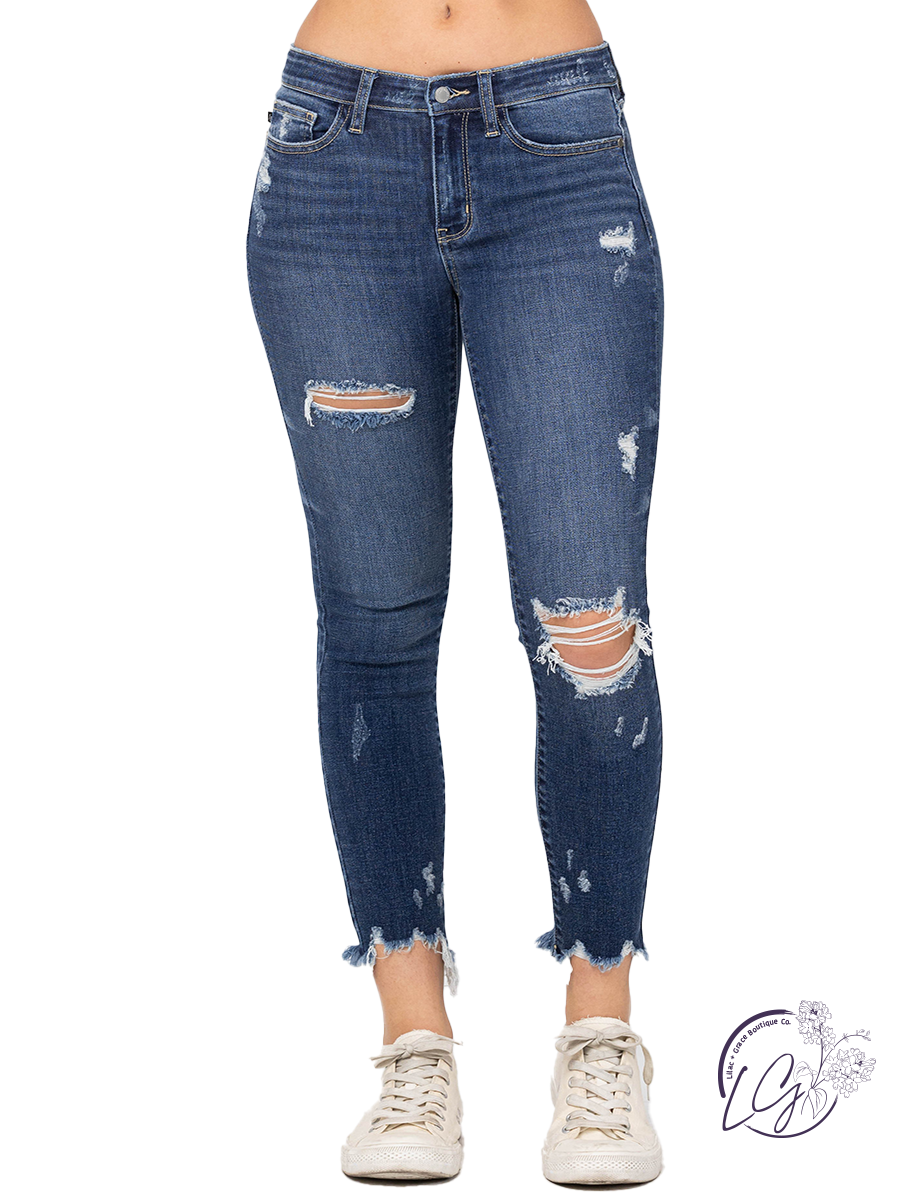 Rosie Mid-Rise Distressed Skinny by Judy Blue