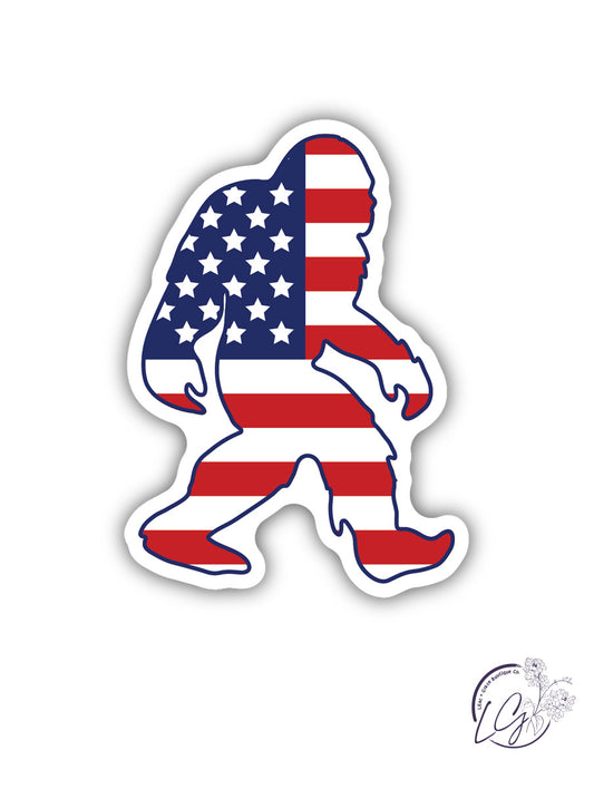 American Flag Sasquatch Sticker