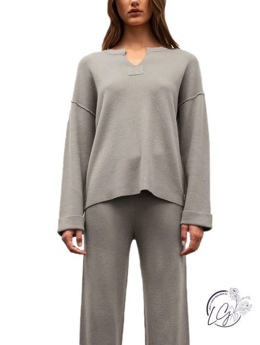 SPLIT NECKLINE LOUNGE PULLOVER