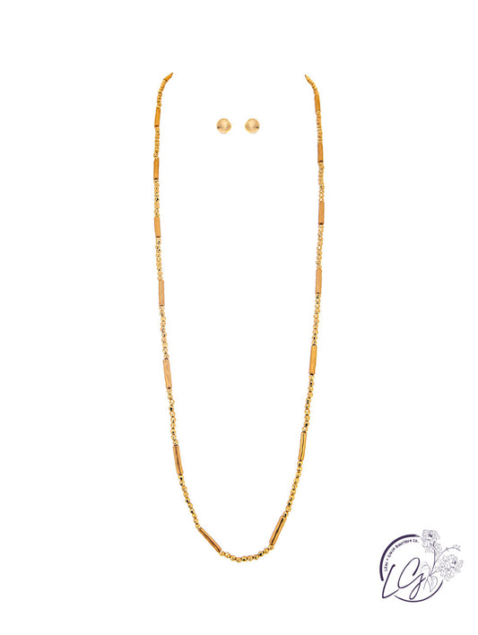 Gold Alternating Bar Beads Necklace Set