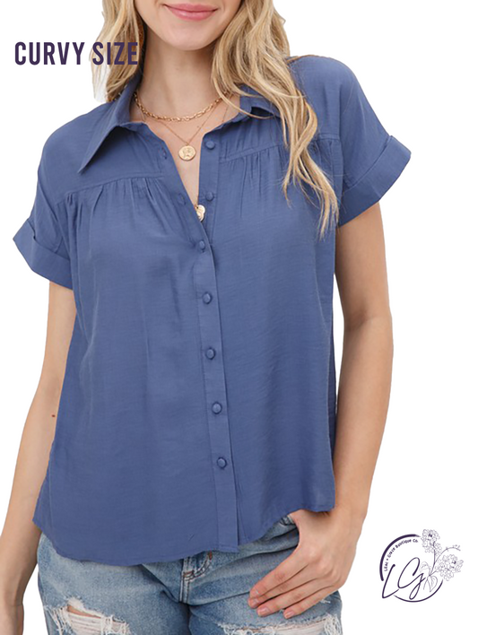 Curvy Sweet & Charming Collared Button Down