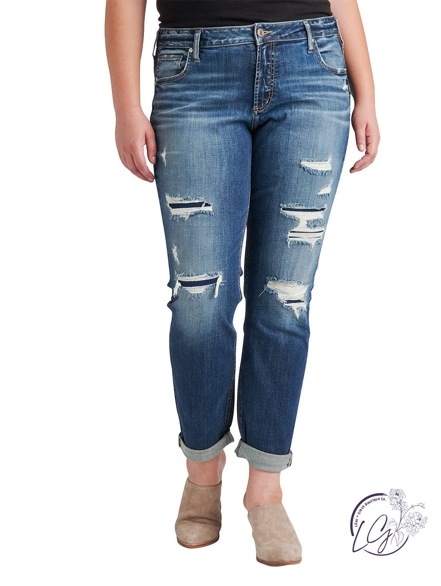 Curvy Boyfriend Mid-Rise Slim Leg by Silver Jeans