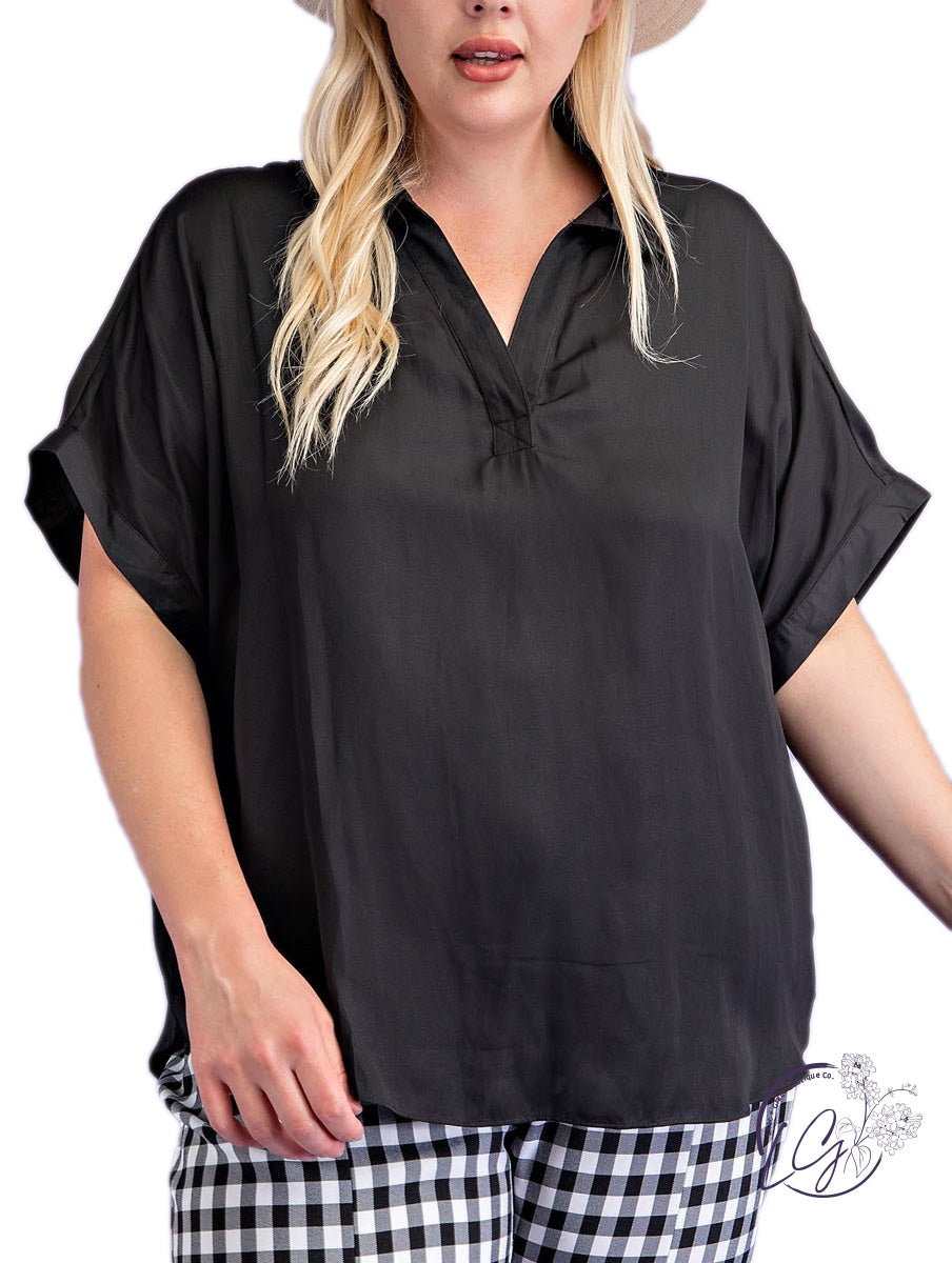 Curvy Time Will Tell Short Sleeve Blouse