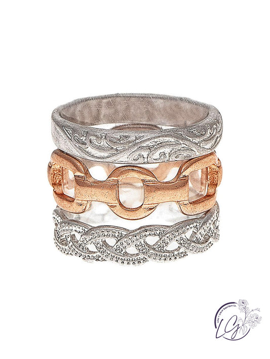 Rose Gold Rhodium Ring Set