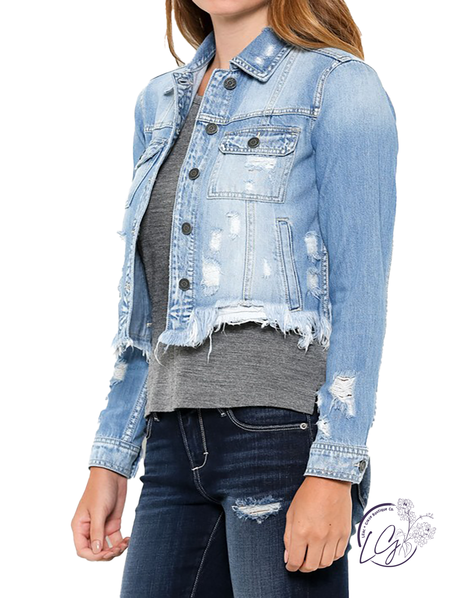 Rebel Light Wash Cropped Denim Jacket by Hidden Jeans