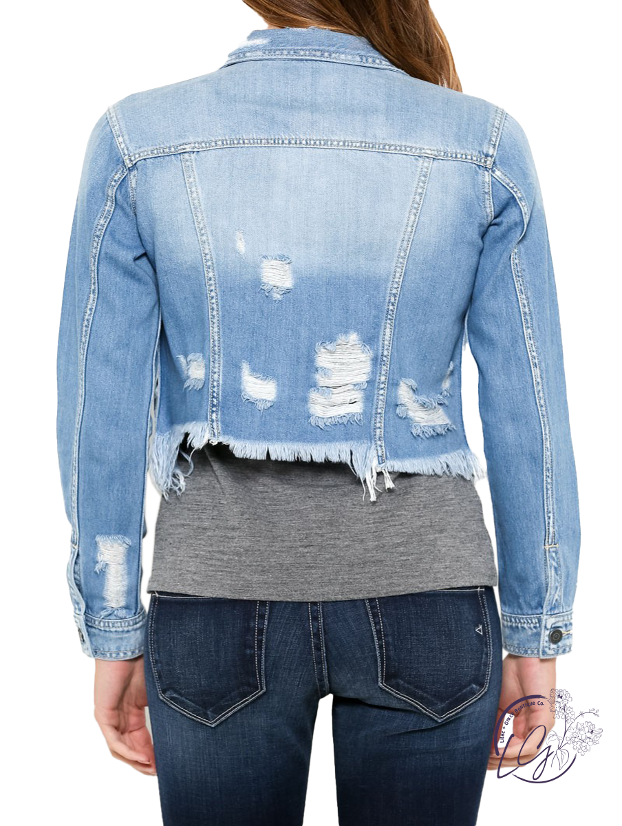 Rebel Light Wash Cropped Denim Jacket by Hidden Jeans