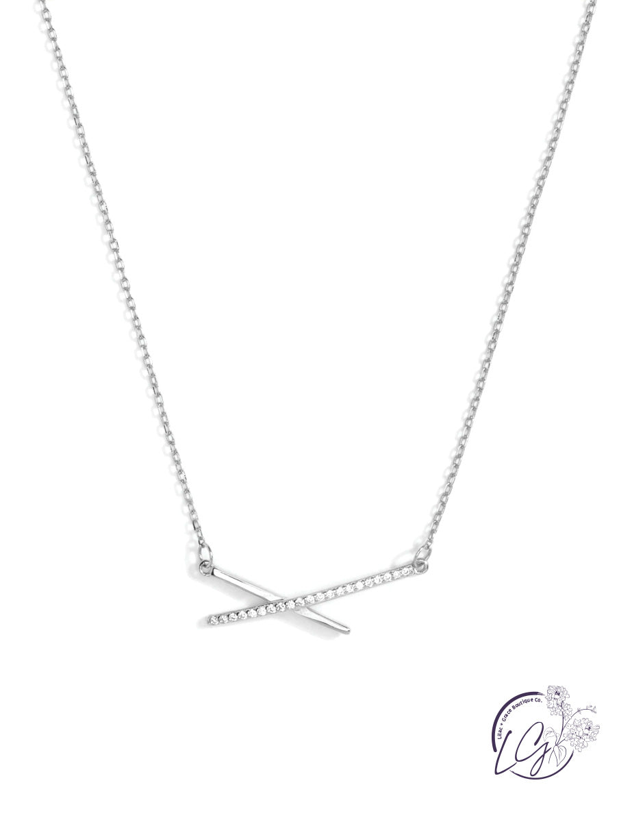 Delicate Pave Criss Cross Necklace