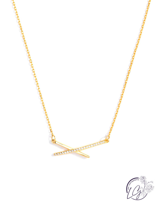 Delicate Pave Criss Cross Necklace