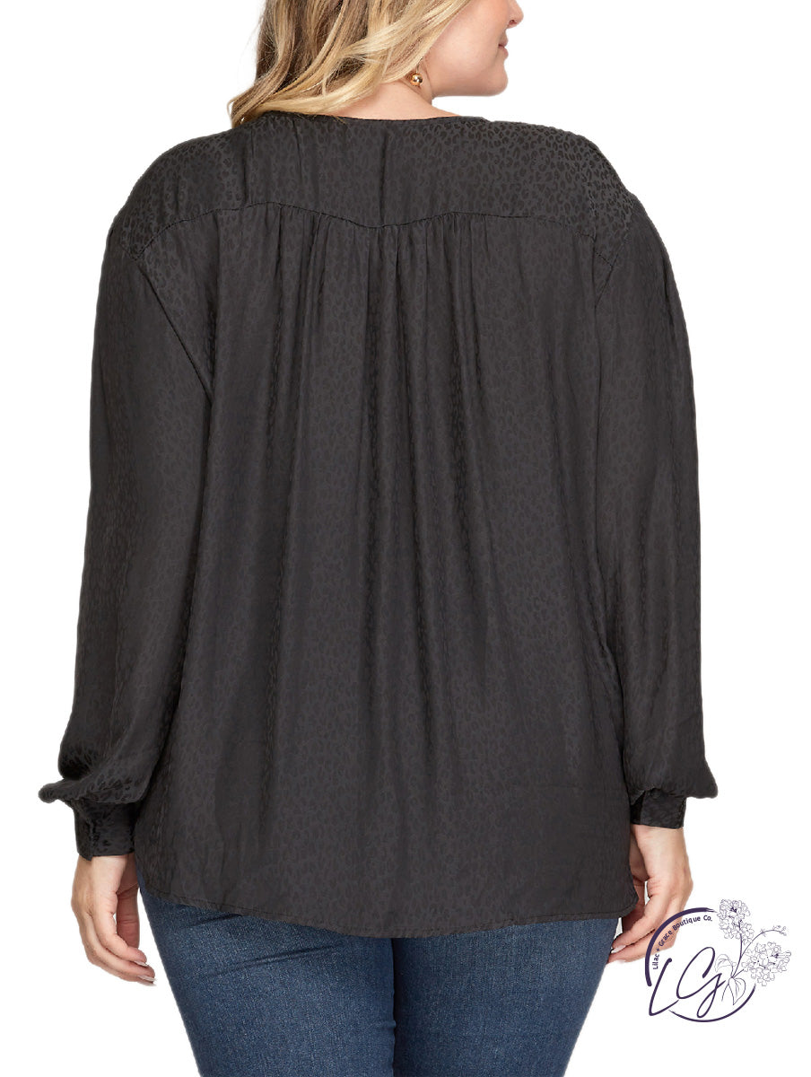 Curvy Us Together Surplice Jacquard Top