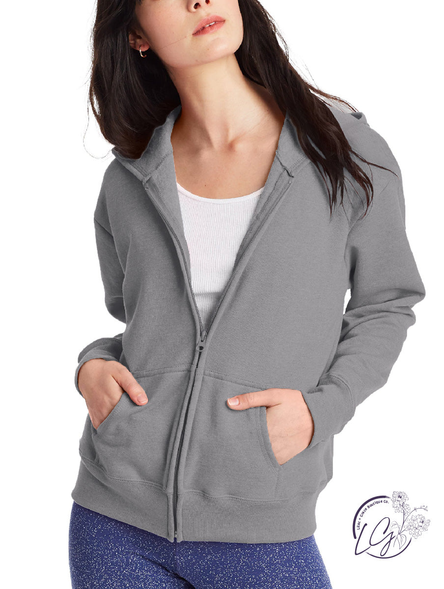 Curvy Signature Zip-Up Sweatshirt in Heather Grey