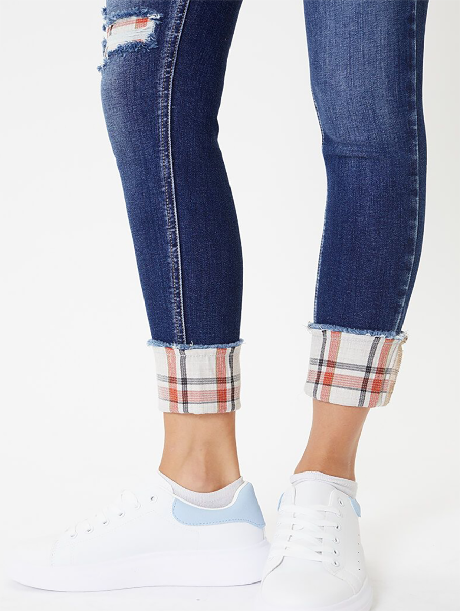 Brianna High-Rise Plaid Ankle Skinny By KanCan