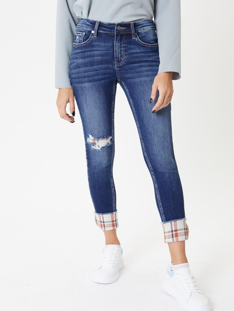 Brianna High-Rise Plaid Ankle Skinny By KanCan