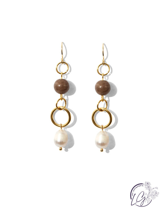 Long Pearl Earrings with Stone Accent